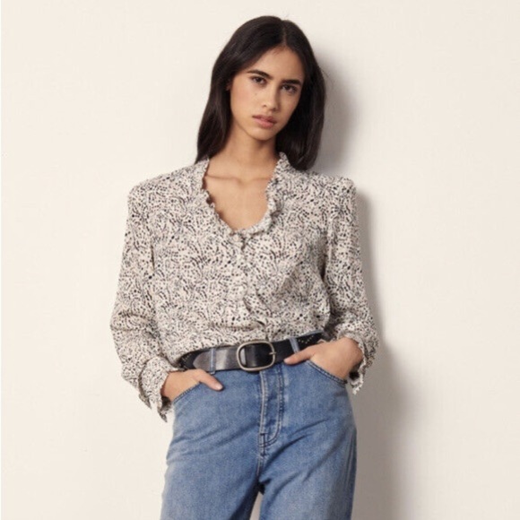 Ba&sh Inti Ruffle Trim Top Blouse size 2 - Picture 1 of 6